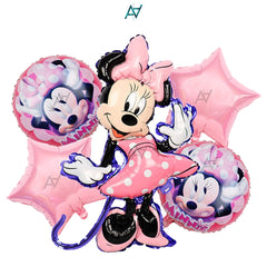 Minnie Mouse Foil Balloon Set (5 Pcs) by Ali Akbar Decoration – Kids Party Balloons