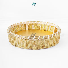Round Jute Serving & Storage Tray for Home Decor