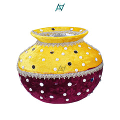 Wedding Velvet Matki – Decorative Matki for Mehndi Events