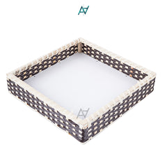 Brown & White Square Cane Basket for Home or Gifting