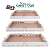 Set of 3 - White Rectangle Wedding Cane Trays - Perfect for Gifting & Wedding decor