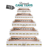 Set of 5 - White Rectangle Cane Baskets for Gifting or Wedding decoration