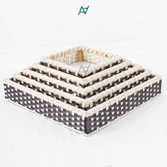 Brown & White Square Cane Basket for Home or Gifting