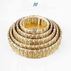 Round Jute Serving & Storage Tray for Home Decor