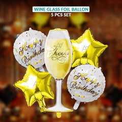 Wine Glass Foil Balloon Set - 5 pcs