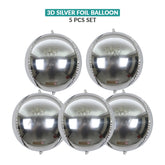 3D Silver ObsZ Foil Balloon Set (5 Pcs) by Ali Akbar Decoration – Party Balloons