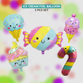 Ice Cream Foil Balloon Set (5 Pcs) by Ali Akbar Decoration – Party Balloons