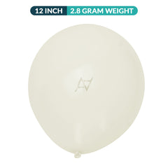 Pack of 100 - 12 Inches - Ivory White latex Balloon - Premium Quality Balloons for Parties & Events