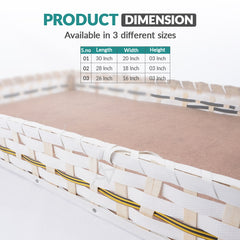 Set of 3 - White Rectangle Wedding Cane Trays - Perfect for Gifting & Wedding decor