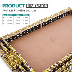 Set of 3 - Golden Rectangle Wedding Cane Trays - Perfect for Gifting & Wedding decor