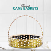 Set of 5 - Round Golden Cane Basket for Gifting, wedding decoration