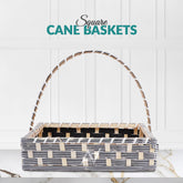 Set of 5 - Silver Square Cane Baskets for Gifting or Wedding decoration