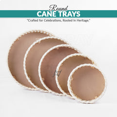 White Round Cane Serving & Storage Tray for Home Decor