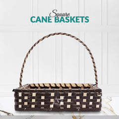 Set of 5 - Coffee Brown Square Cane Baskets for Gifting or Wedding decoration