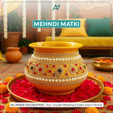 Mehndi Metal Matki with Pearl Detailing