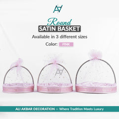 Set of 3 – Round Satin Basket Set in 8 Multi Colors | Ali Akbar Decoration
