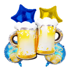 Pack of 10 - Beer Foil balloons - 5 pcs foil Balloons Set - Ali Akbar decoration