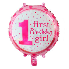 1st Birthday Girl Round Foil Balloons - ardor
