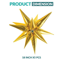 Pack of 10 - Star Burst Foil Balloons - 5 pcs Set - Ali Akbar decoration