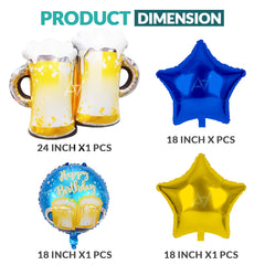 Pack of 10 - Beer Foil balloons - 5 pcs foil Balloons Set - Ali Akbar decoration