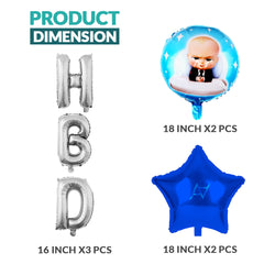 Pack of 10 - Boss Baby Foil Balloons - 5 pcs Set - Ali Akbar decoration
