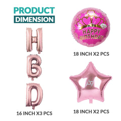 Pack of 10 - HBD Foil Balloons - 5 pcs Set - Ali Akbar decoration