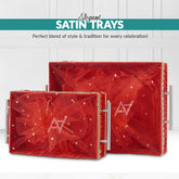 Set of 2 – Red Satin Wedding Trays for Gifting & Decor