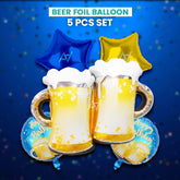 Pack of 10 - Beer Foil balloons - 5 pcs foil Balloons Set - Ali Akbar decoration