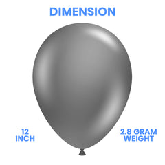 Pack of 100 - 12 Inches Grey Latex Balloon