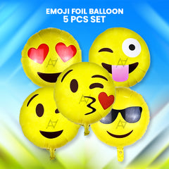Pack of 10 - Emoji Foil Balloon - 5 Pcs Set - Ali Akbar decoration