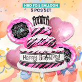 Pack of 10 - Happy birthday Foil Balloons - 5 pcs set - Ali Akbar decoration