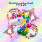 Pack of 10 - Unicorn Foil Balloons - 5 pcs foil balloon Set - Ali Akbar decoration