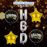 Pack of 10 - HBD Foil Balloons - 5 pcs Set - Ali Akbar decoration