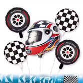 Helmet Tire Foil Balloons 5 Pcs Set