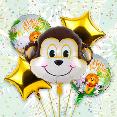 Monkey Foil Balloons 5 Pcs Set