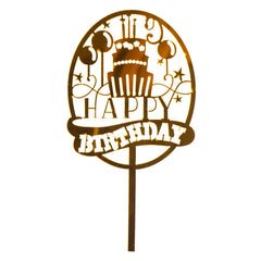 Oval Happy Birthday Cake Topper (Imported) - ardor