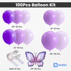 Pack of 100 | Butterfly Theme Kit | Birthday Party Decor - ardor