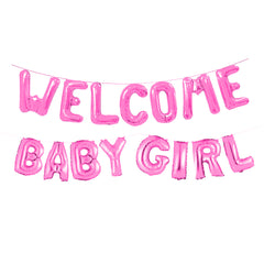 Welcome Baby Girl Foil Balloons Set