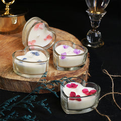 Square & Heart Shaped Glass Scented Candle | Pack of 4 | For Room Decoration - ardor