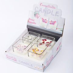 Square & Heart Shaped Glass Scented Candle | Pack of 4 | For Room Decoration - ardor