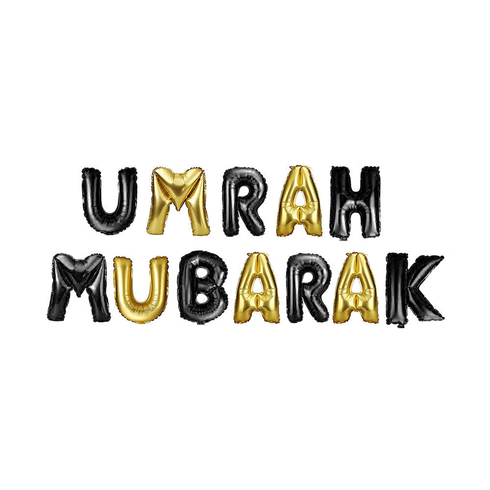 Umrah Mubarak Foil Balloon Golden and Black Color - ardor