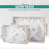Set of 2 – White Satin Wedding Trays for Gifting & Decor