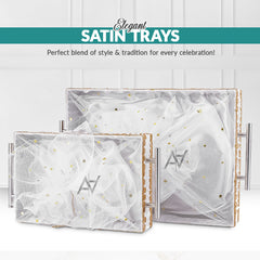 Set of 2 – White Satin Wedding Trays for Gifting & Decor