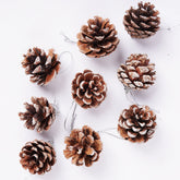 Christmas 9 Pcs Hanging Pinecone Wood Frosted For Christmas Party Decor