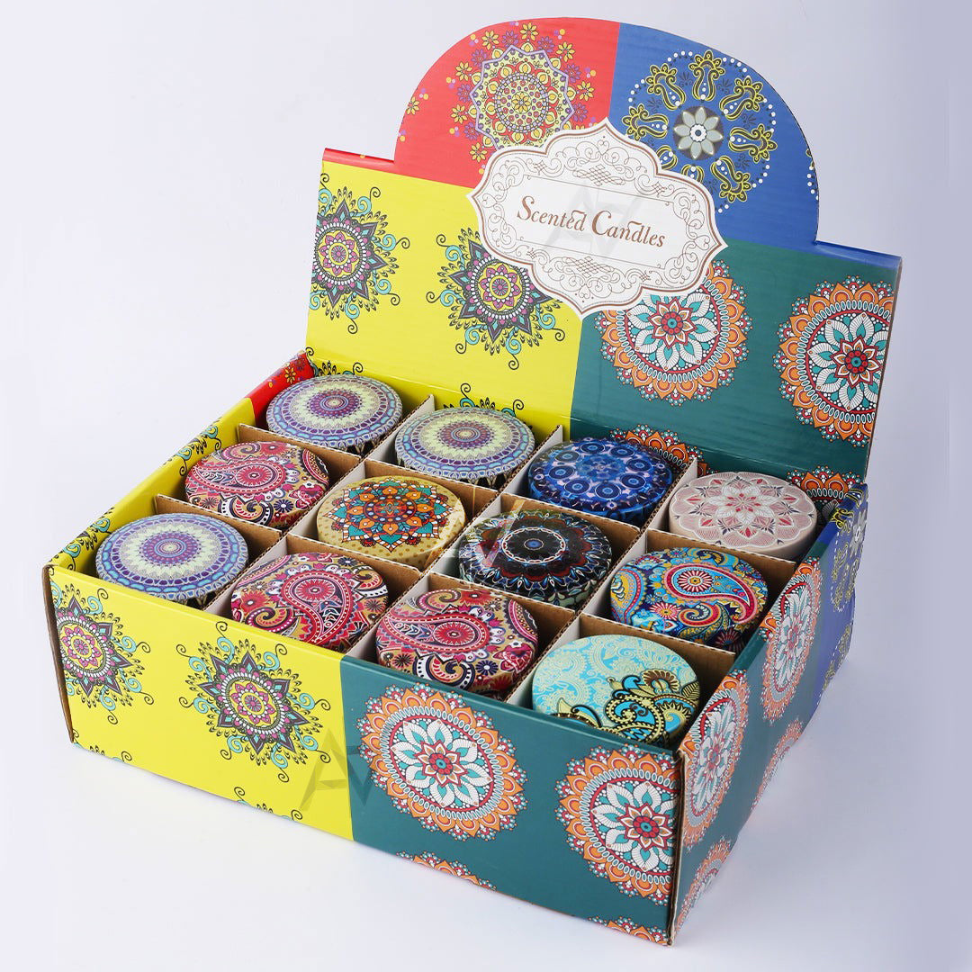 Mandala candles | Pack of 24 | For home Decoration