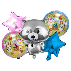 Raccoon Foil Balloon Set (5 Pcs) by Ali Akbar Decoration – Animal Party Balloons
