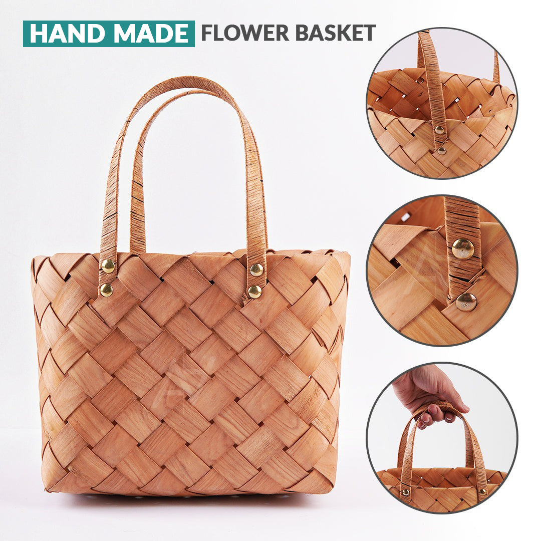 Handmade Flower Basket Gift Basket 2 Pcs Set With Handle