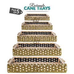 Set of 5 -  Golden Rectangle Cane Baskets for Gifting or Wedding decoration