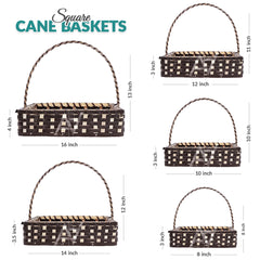 Set of 5 - Coffee Brown Square Cane Baskets for Gifting or Wedding decoration