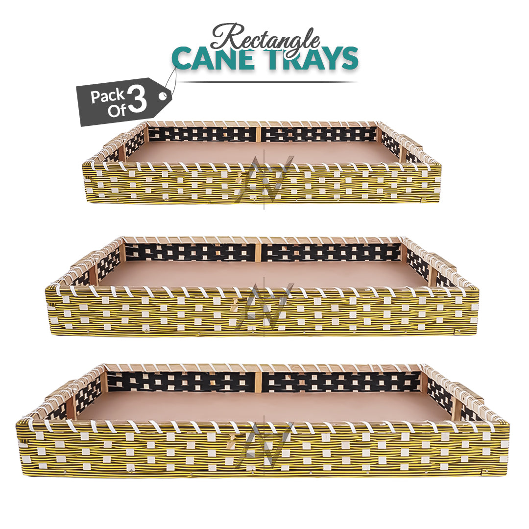 Set of 3 - Golden Rectangle Wedding Cane Trays - Perfect for Gifting & Wedding decor